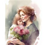 Festa della mamma 2024 Favorite Mothers Day watercolor illustration,Generative AI